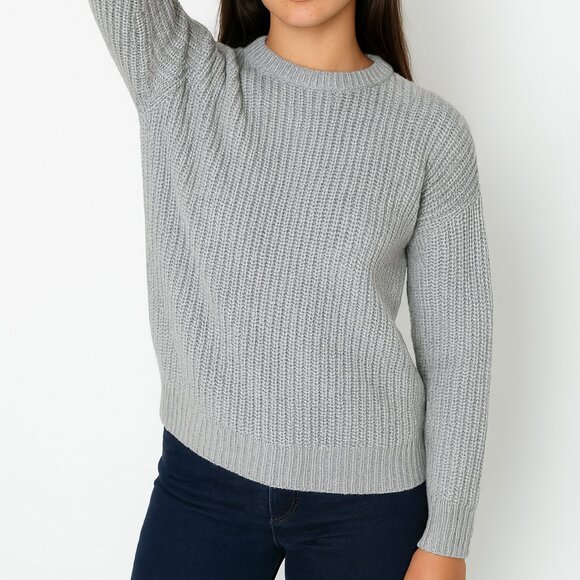 American Apparel Metallic Cable Knit Sweater Silver XS - Picture 1 of 11